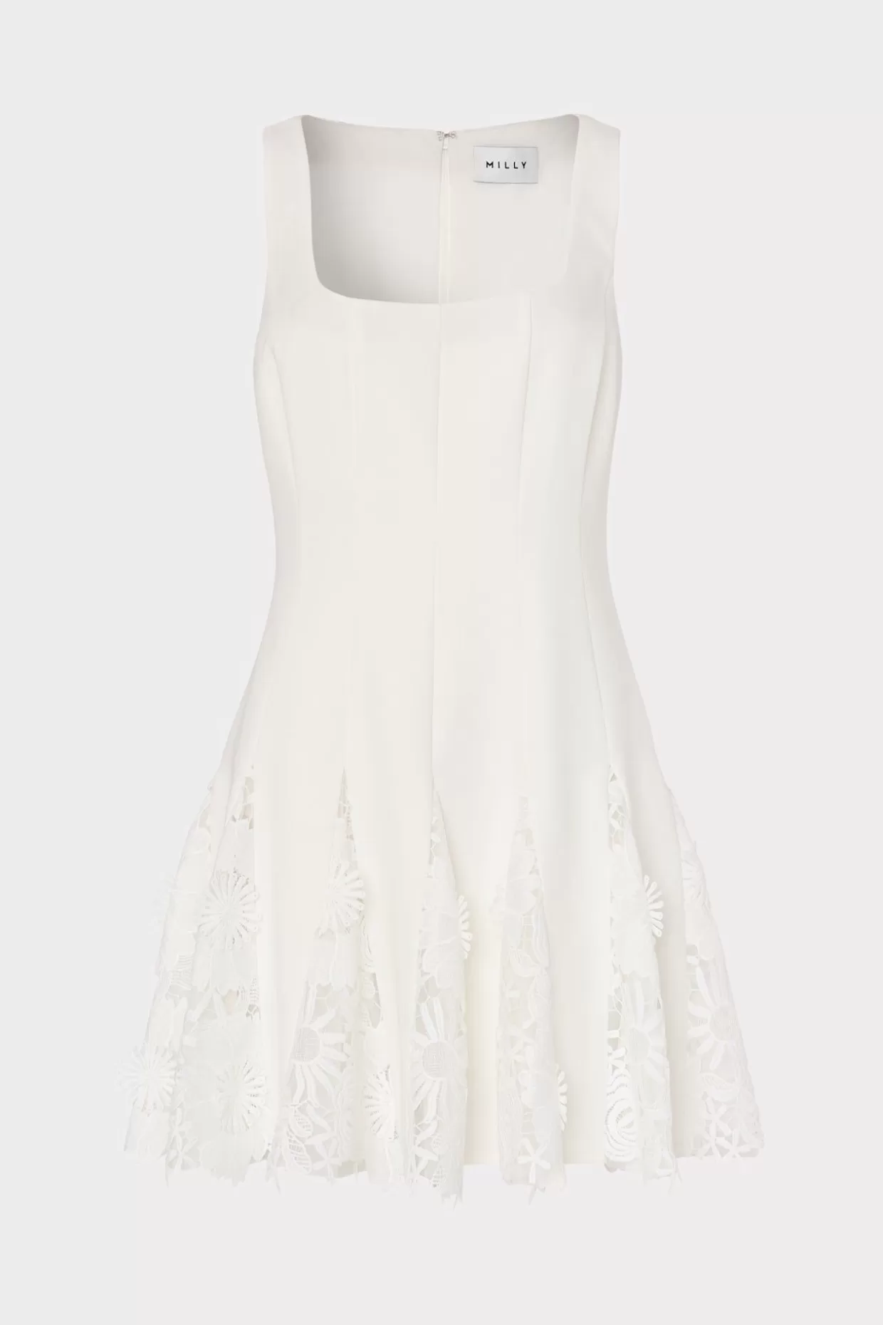 White Dresses-MILLY Ariel Cady 3D Lace Combo Dress Ecru