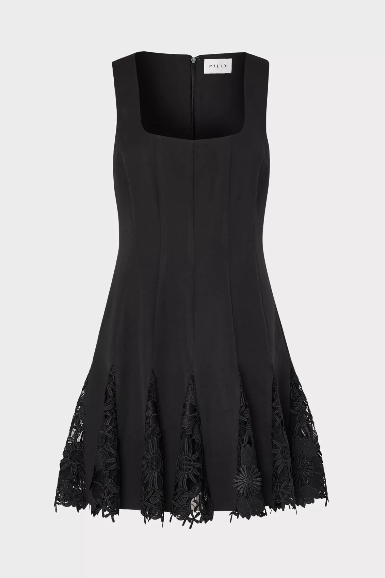 Mini Dresses-MILLY Ariel Cady 3D Lace Combo Dress Black