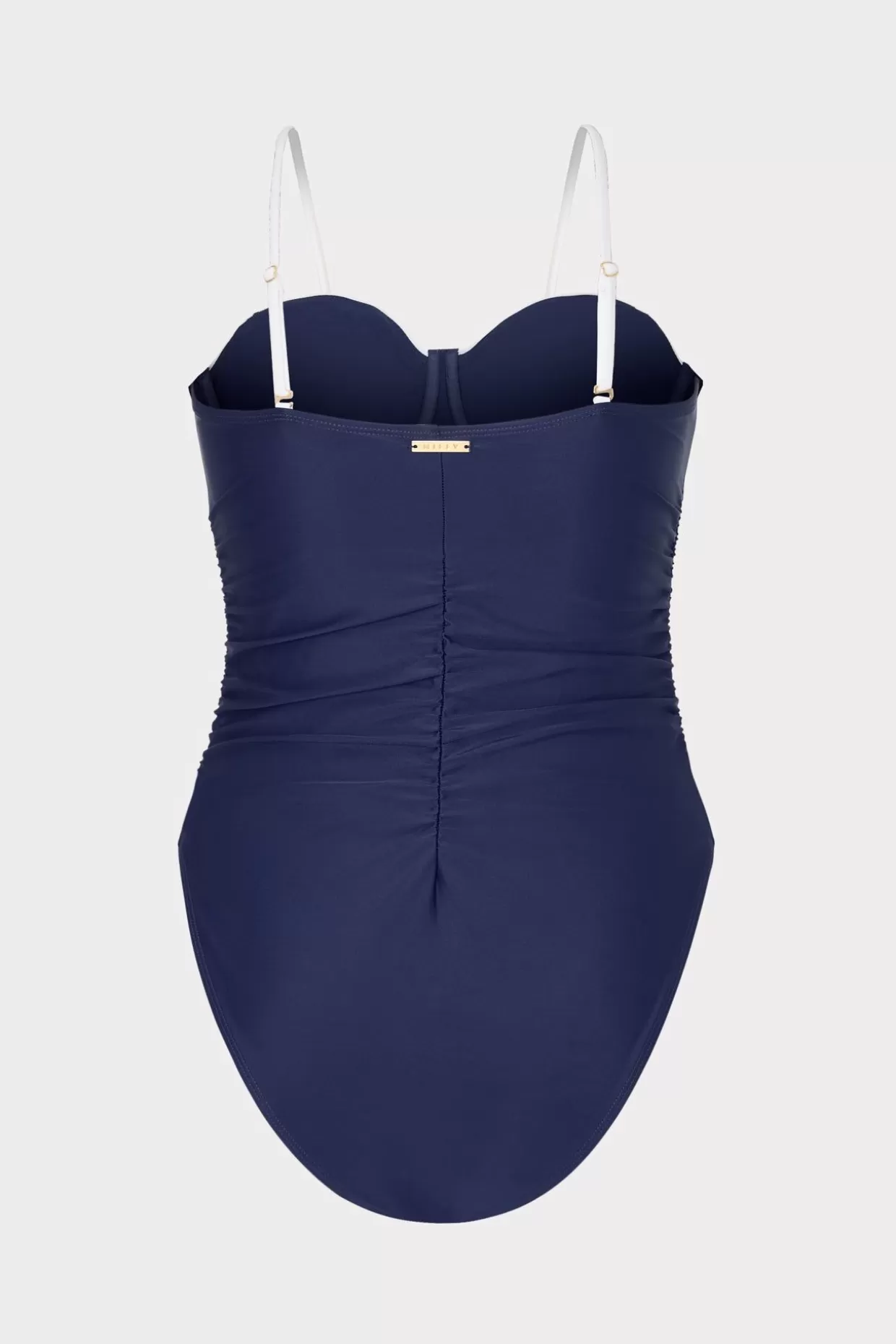 One Piece Swimsuits-MILLY Color Block Ruched One Piece Navy/White