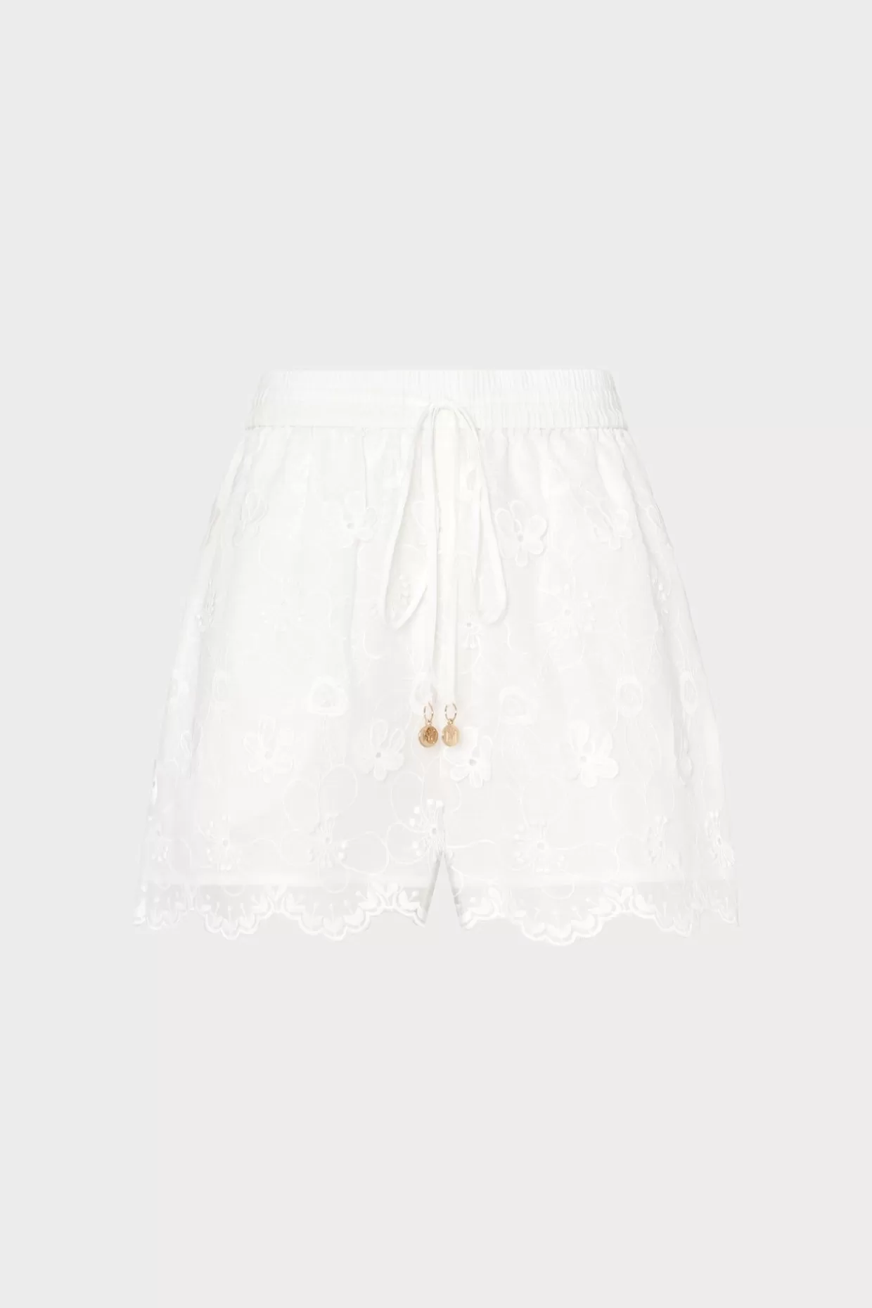 Cover-Ups-MILLY 3D Floral Cotton Eyelet Shorts White