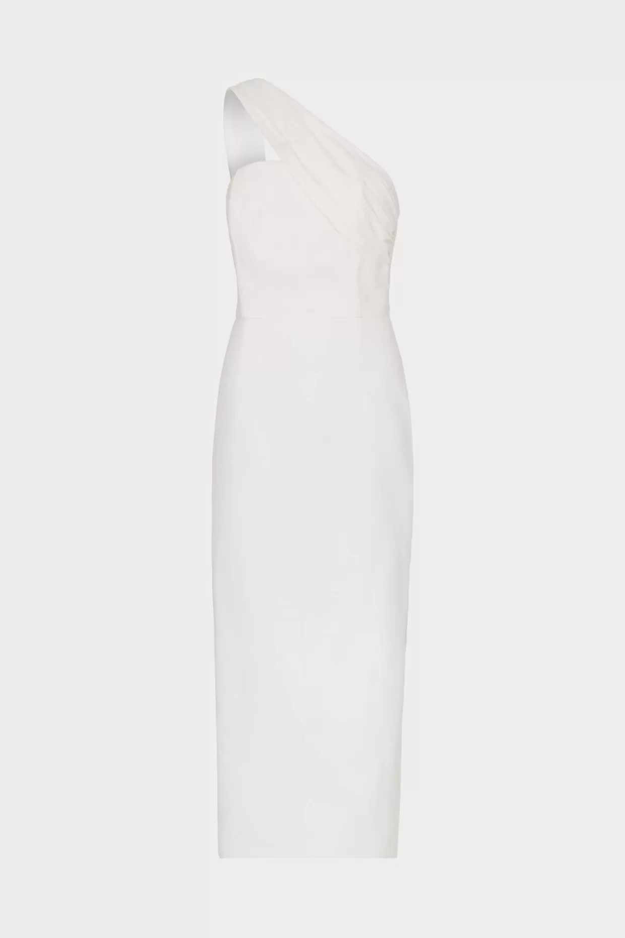 White Dresses-MILLY Draped One Shoulder Linen Dress White