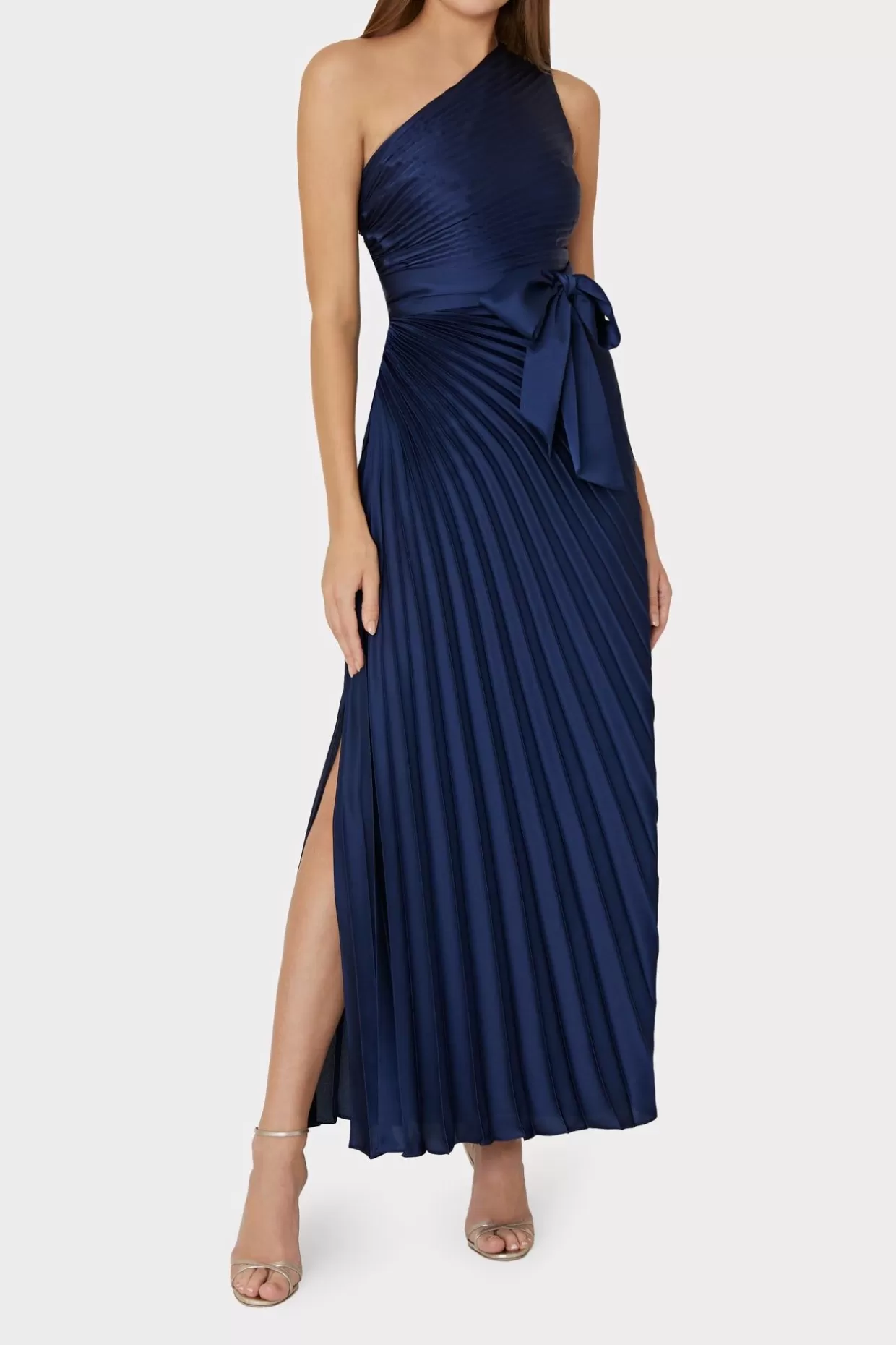 Guest Of Dresses-MILLY Estelle Satin Dress Navy