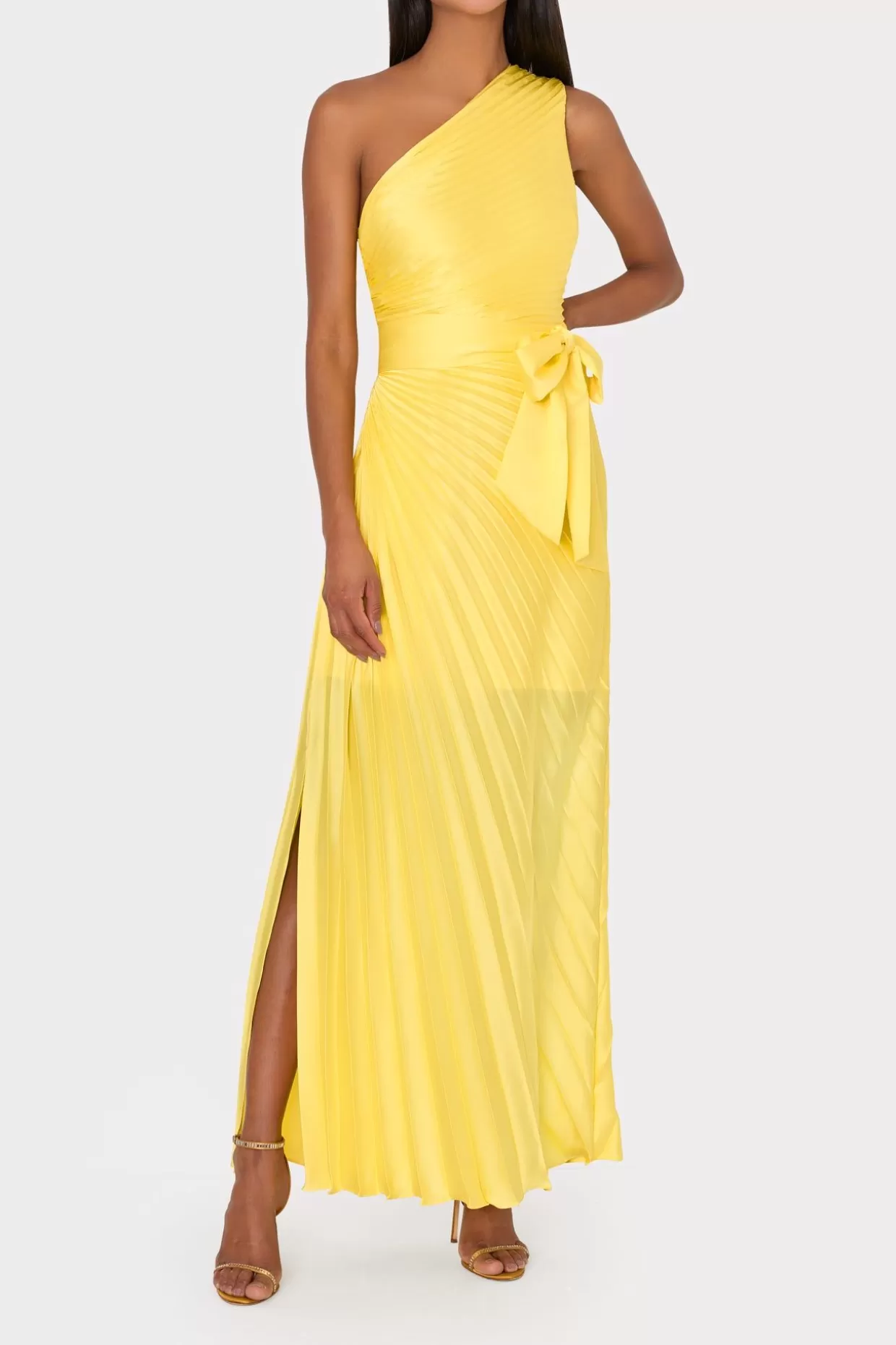 Guest Of Dresses-MILLY Estelle Satin Dress Yellow