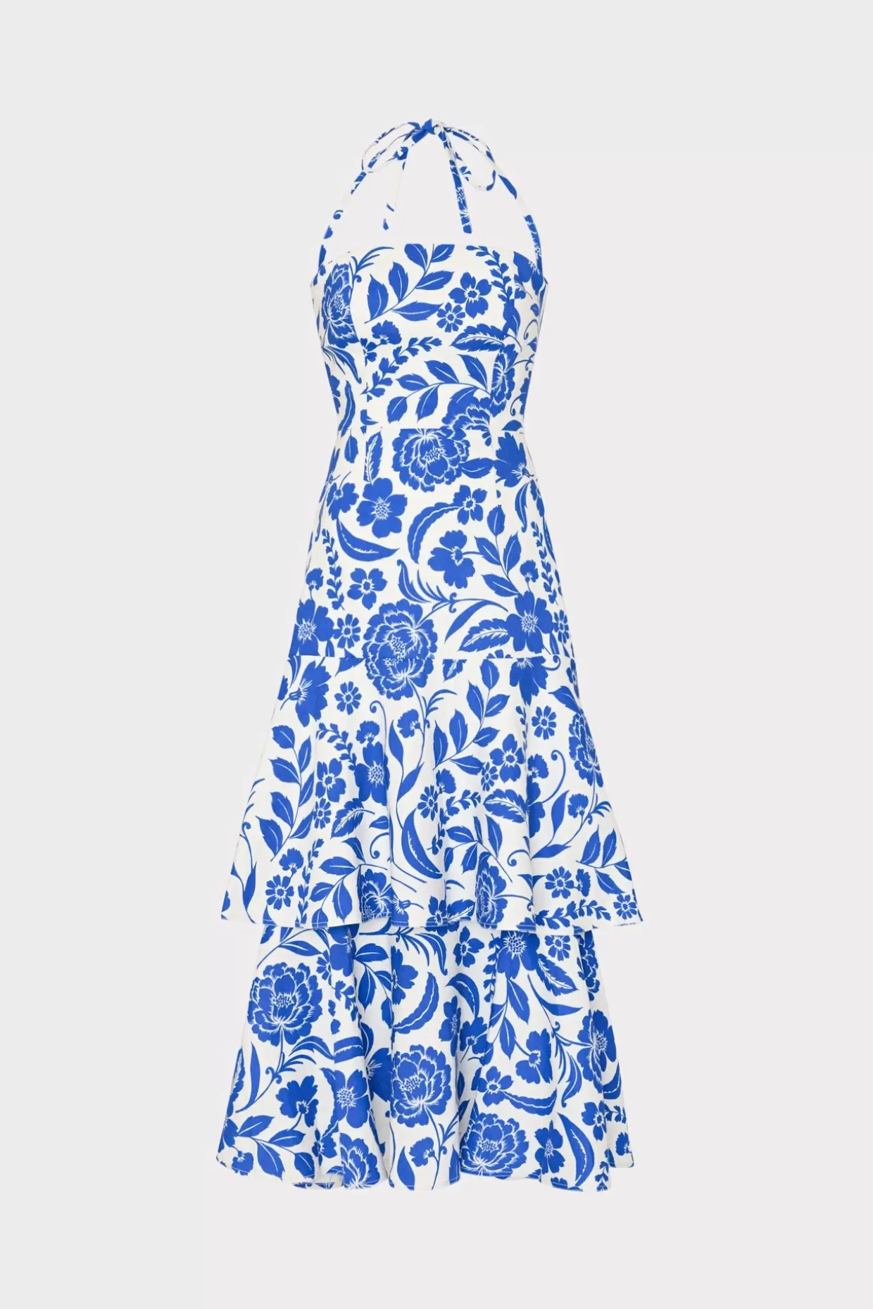 Day Dresses-MILLY Flowers Of Spain Linen Maxi Dress Blue/White