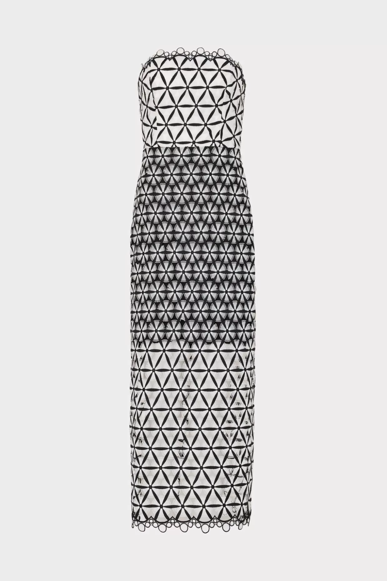 Evening Gowns-MILLY Geo Star Lace Dress Black/White