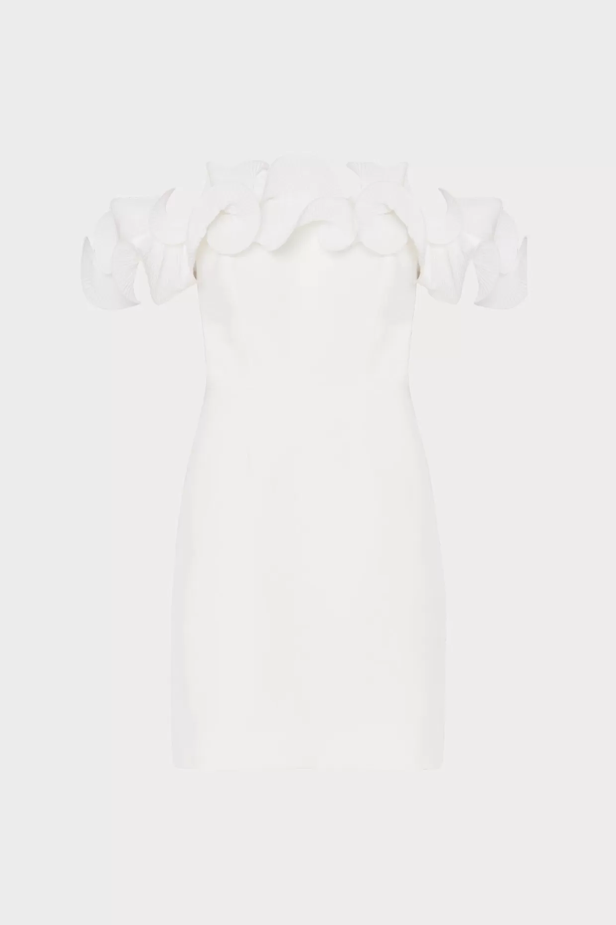 White Dresses-MILLY Gizelle Ruffle Off The Shoulder Dress Ecru