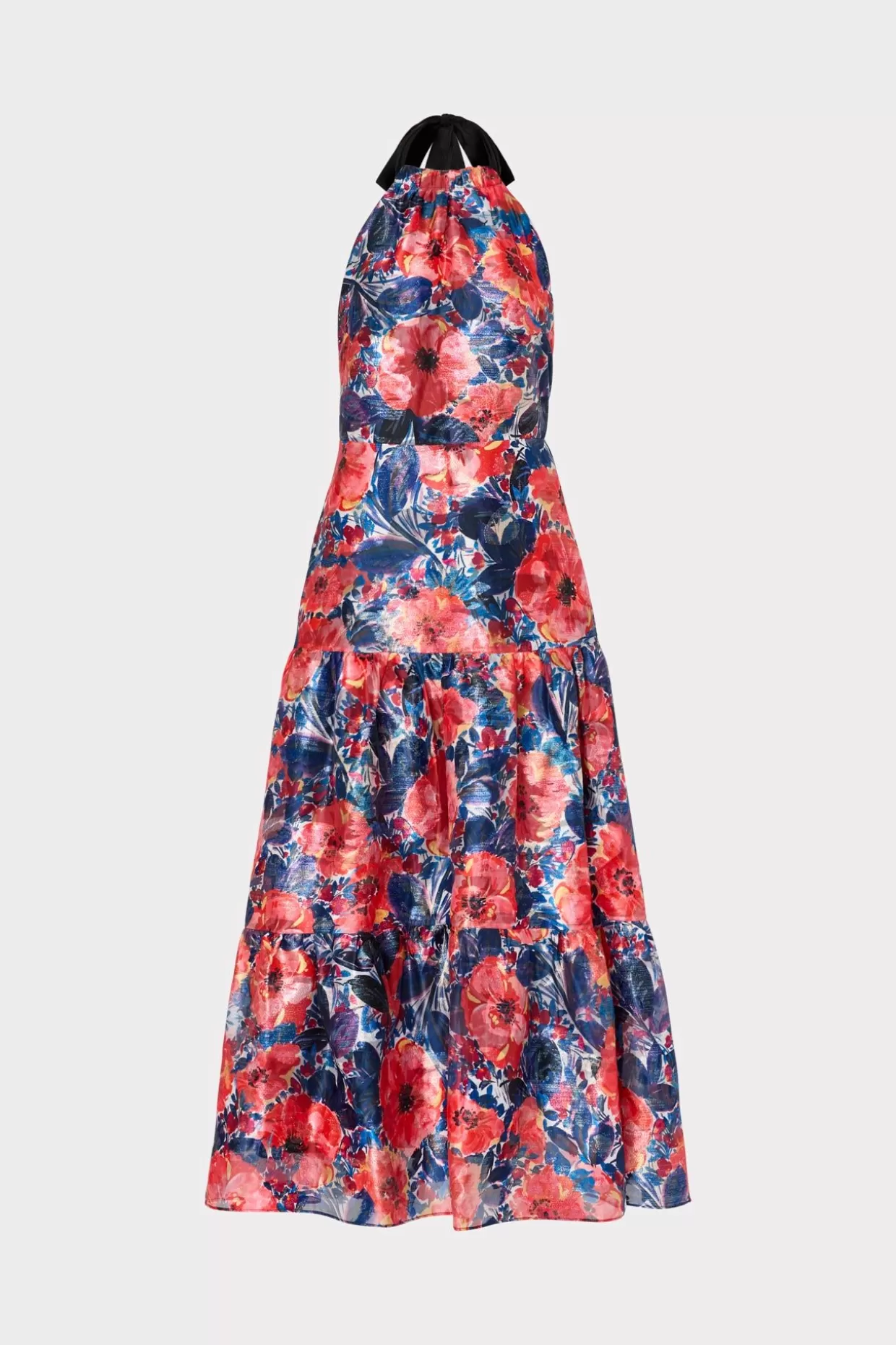 Evening Gowns-MILLY Hayden Watercolor Poppy Jacquard Dress Red Multi