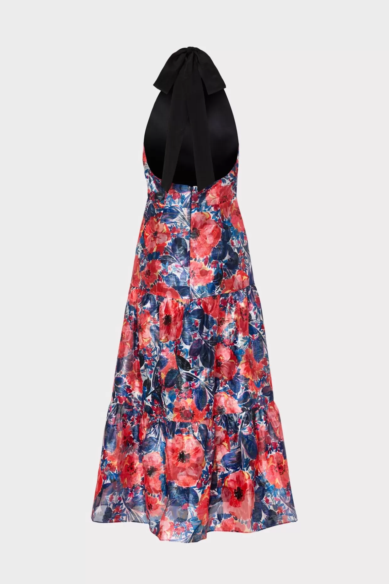 Evening Gowns-MILLY Hayden Watercolor Poppy Jacquard Dress Red Multi