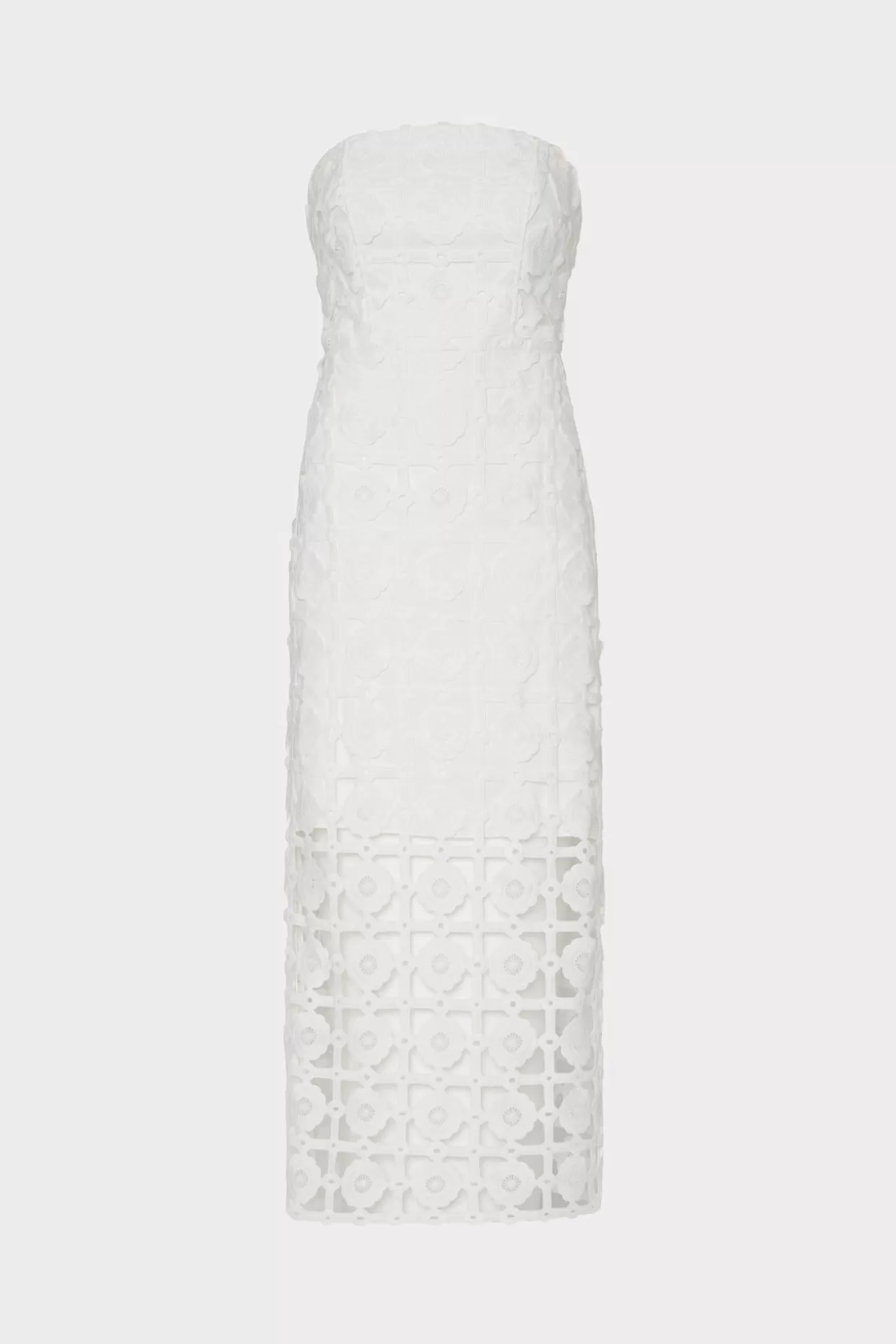 White Dresses-MILLY Kait Tile Lace Dress White