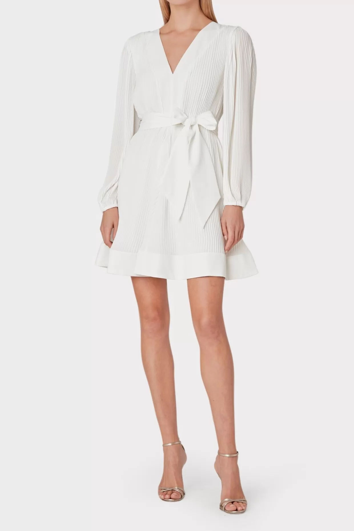 White Dresses-MILLY Liv Pleated Dress White