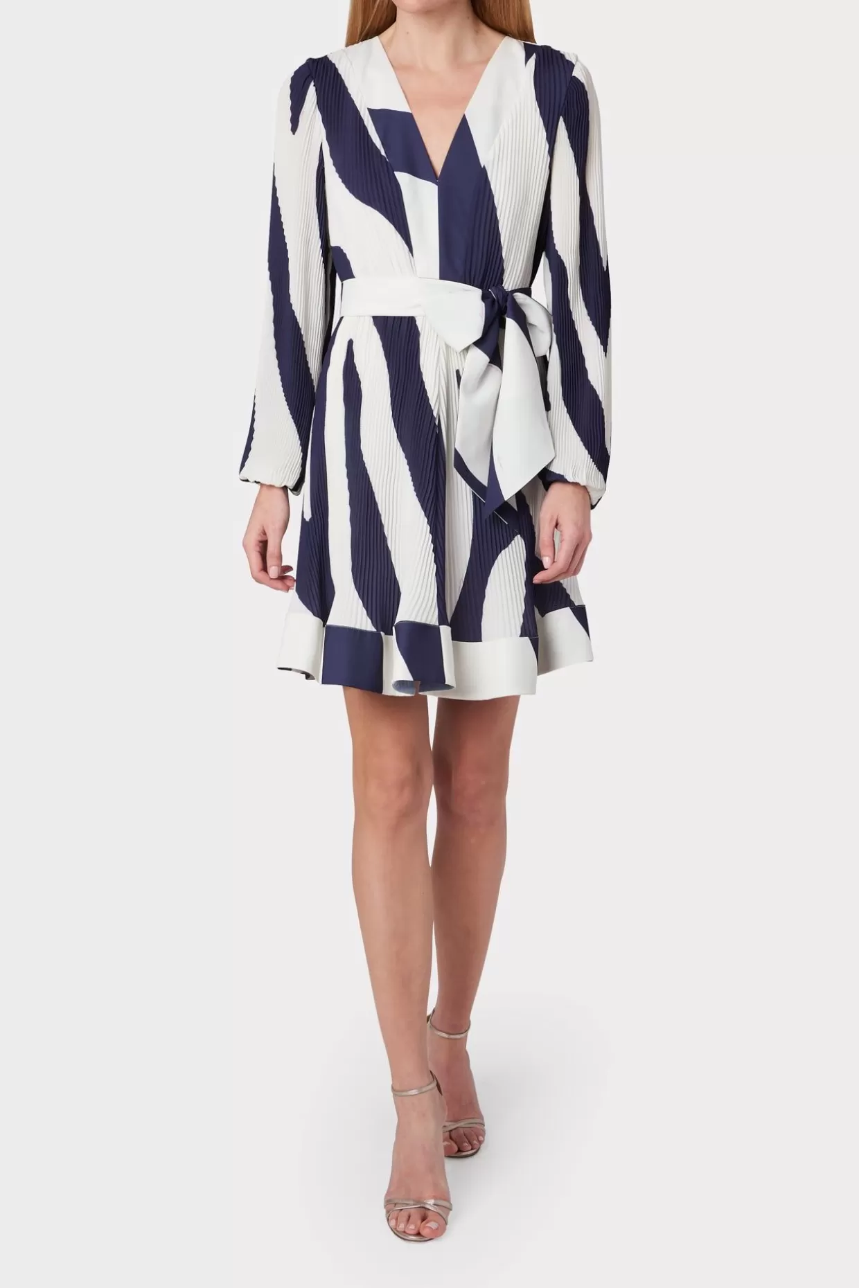 Mini Dresses-MILLY Liv Zebra Print Dress Navy/Ecru