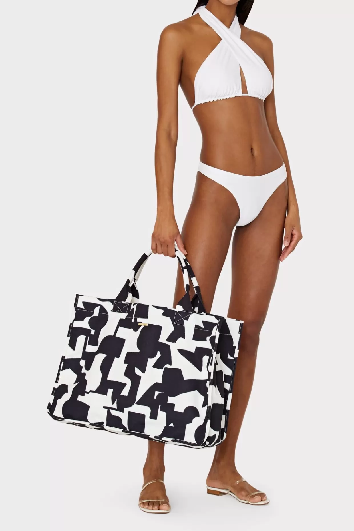 Beach Totes-MILLY Mimi Tote Bag Black/Ecru