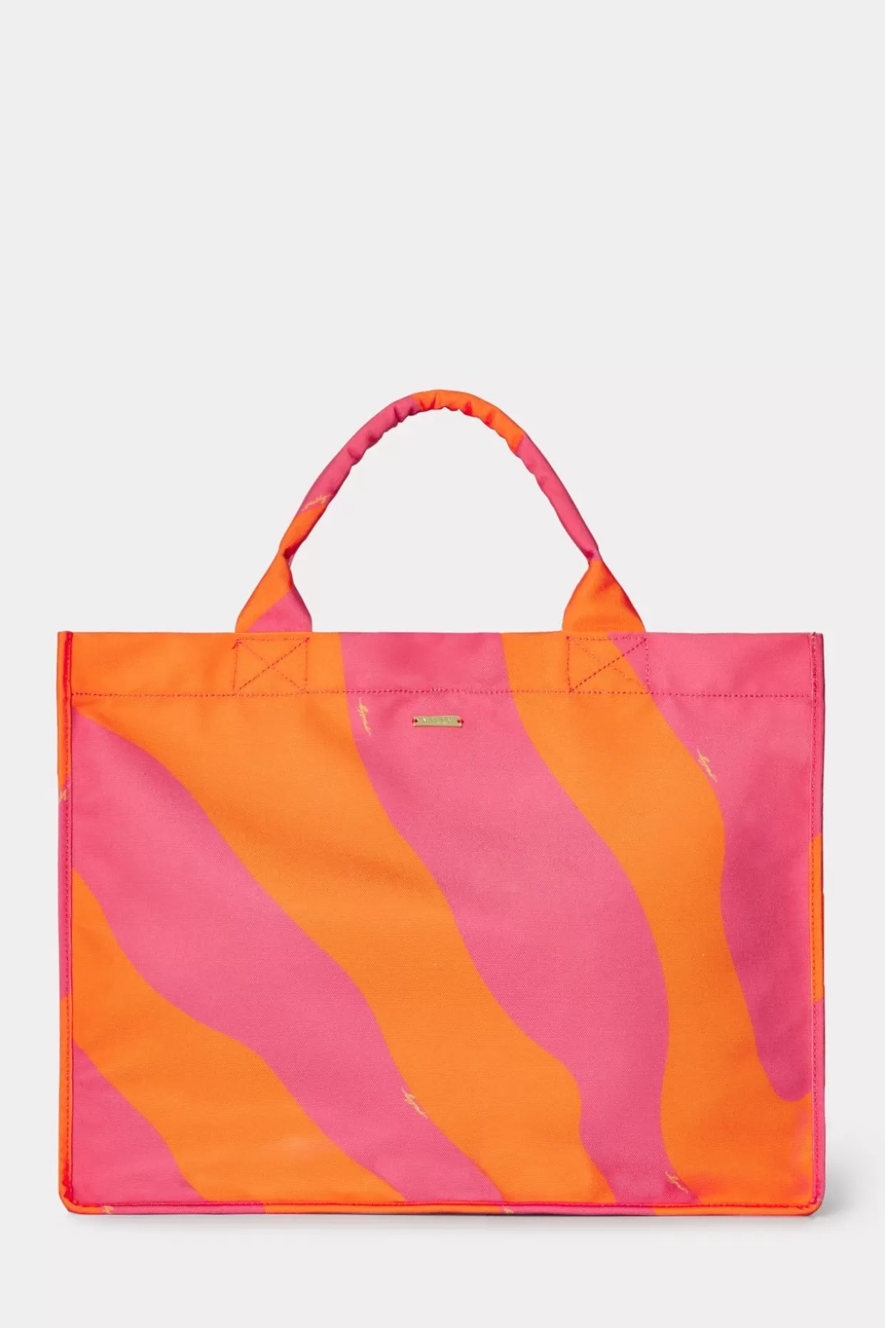 Accessories-MILLY Mimi Canvas Tote Milly Pink/Tangerine