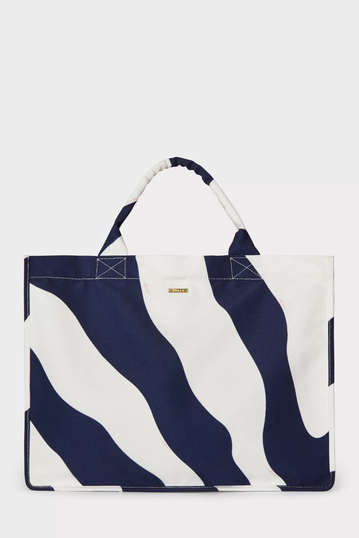 Beach Totes-MILLY Mimi Canvas Tote Ecru/Navy