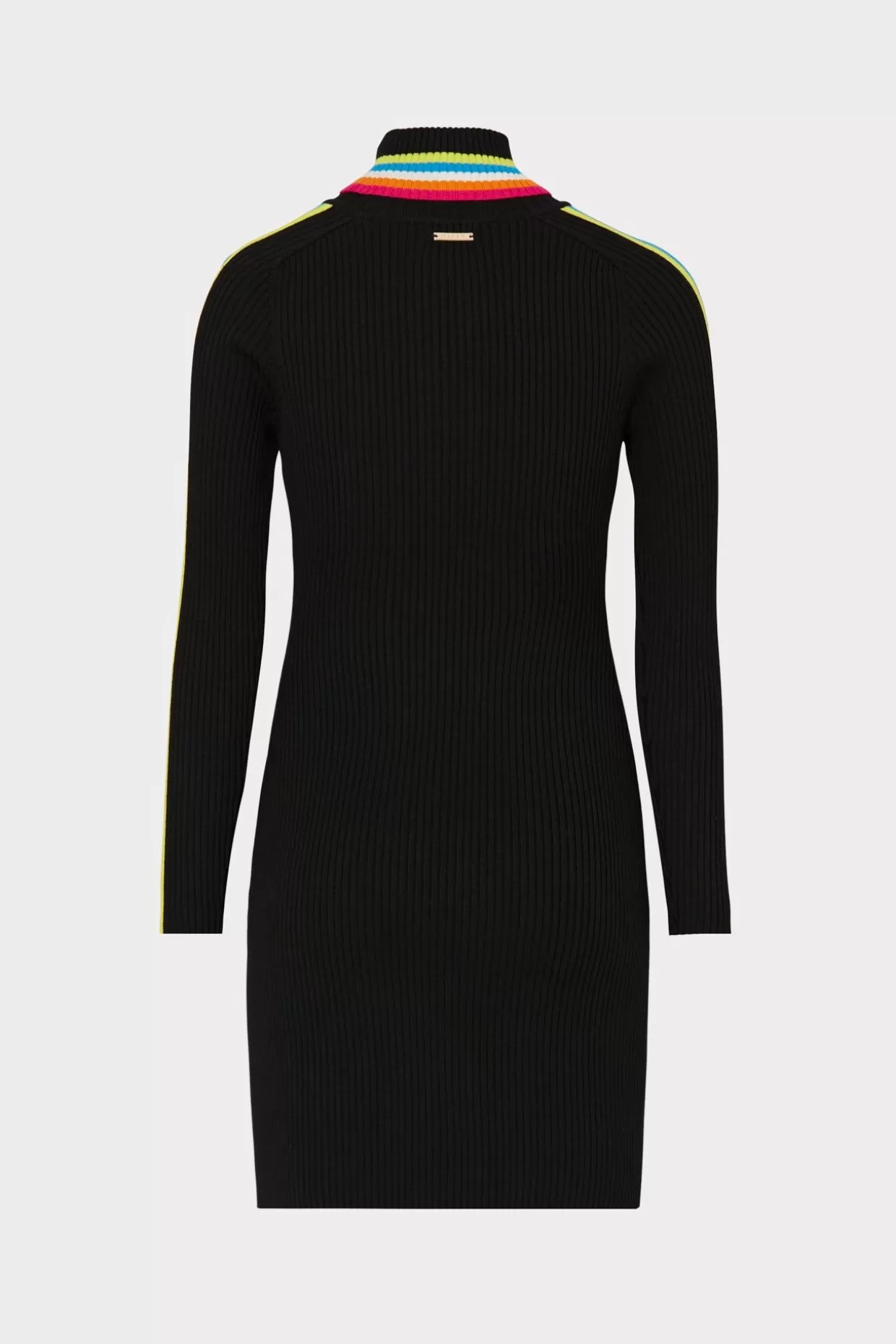 Knit Dresses-MILLY Multi Color Racer Stripe Mini Dress Black Multi