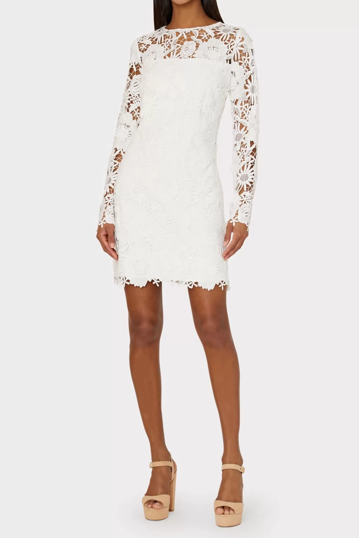 White Dresses-MILLY Nessa 3D Lace Dress White