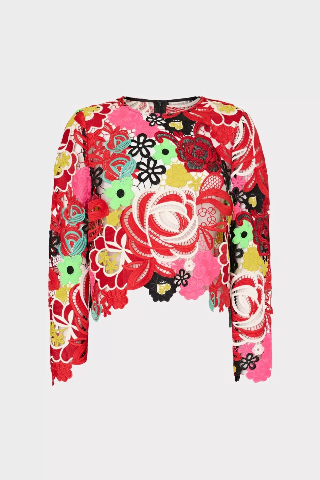 Tops-MILLY Nori Multi Color Lace Top Red Multi