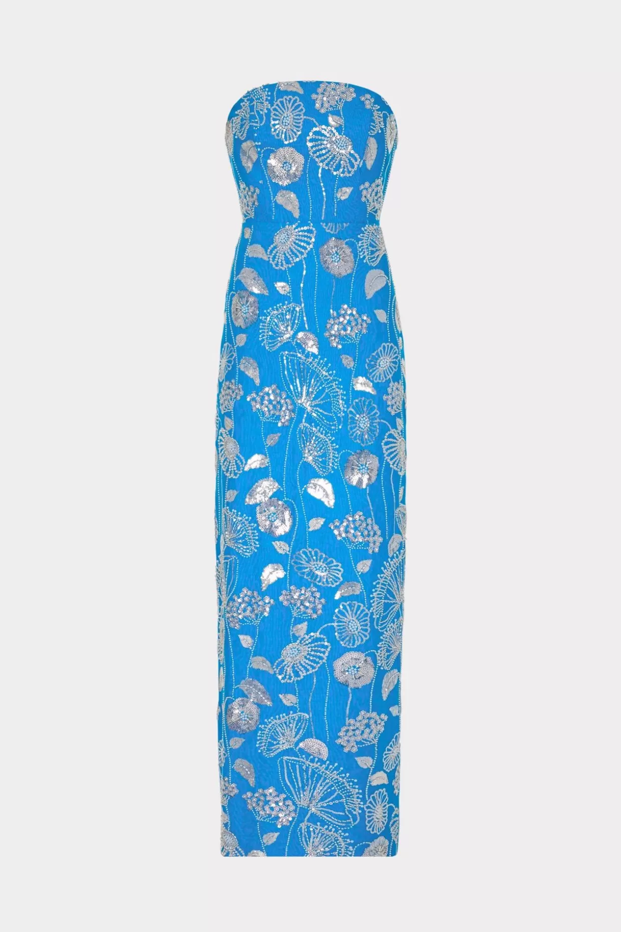 Cocktail Dresses-MILLY Orion Sequin Embellished Linen Dress Blue/White