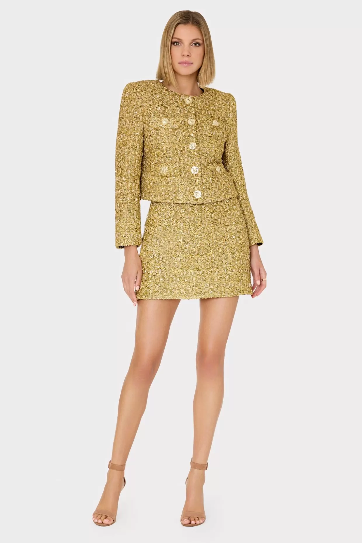 Coats & Jackets-MILLY Pheobe Metallic Tweed Jacket Gold