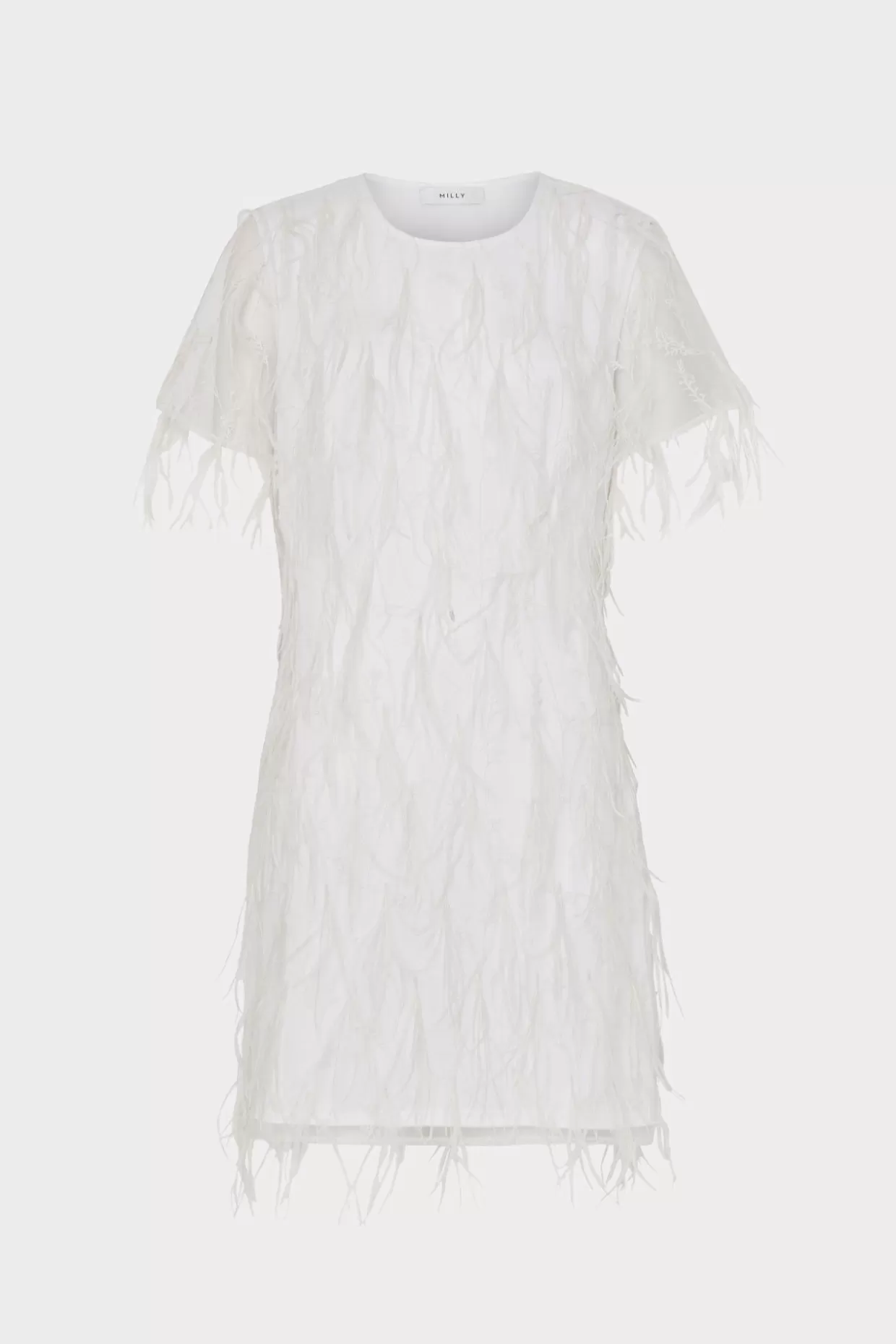 White Dresses-MILLY Rana Feather Dress White