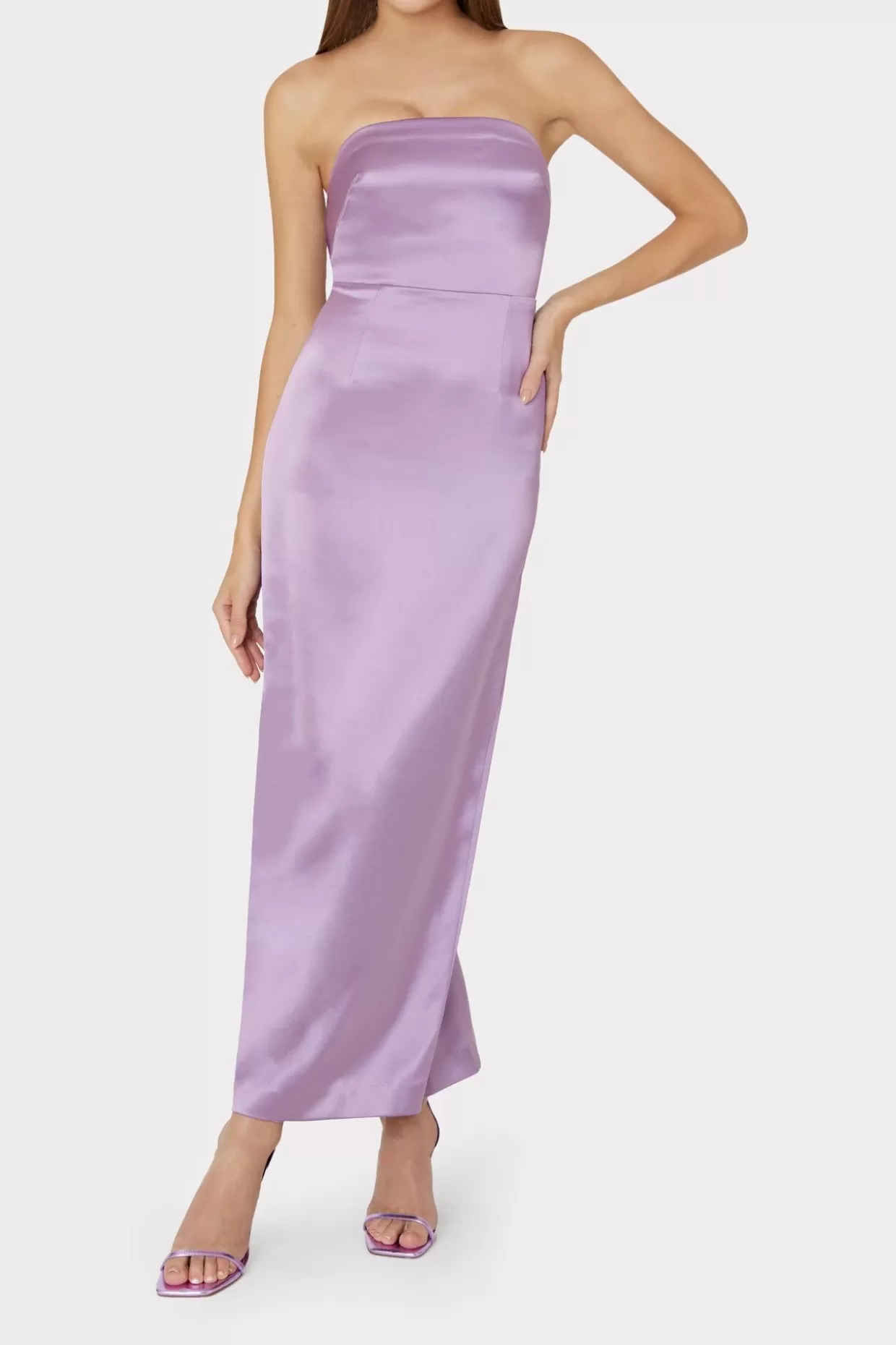 Evening Gowns-MILLY Riva Hammered Satin Gown Purple