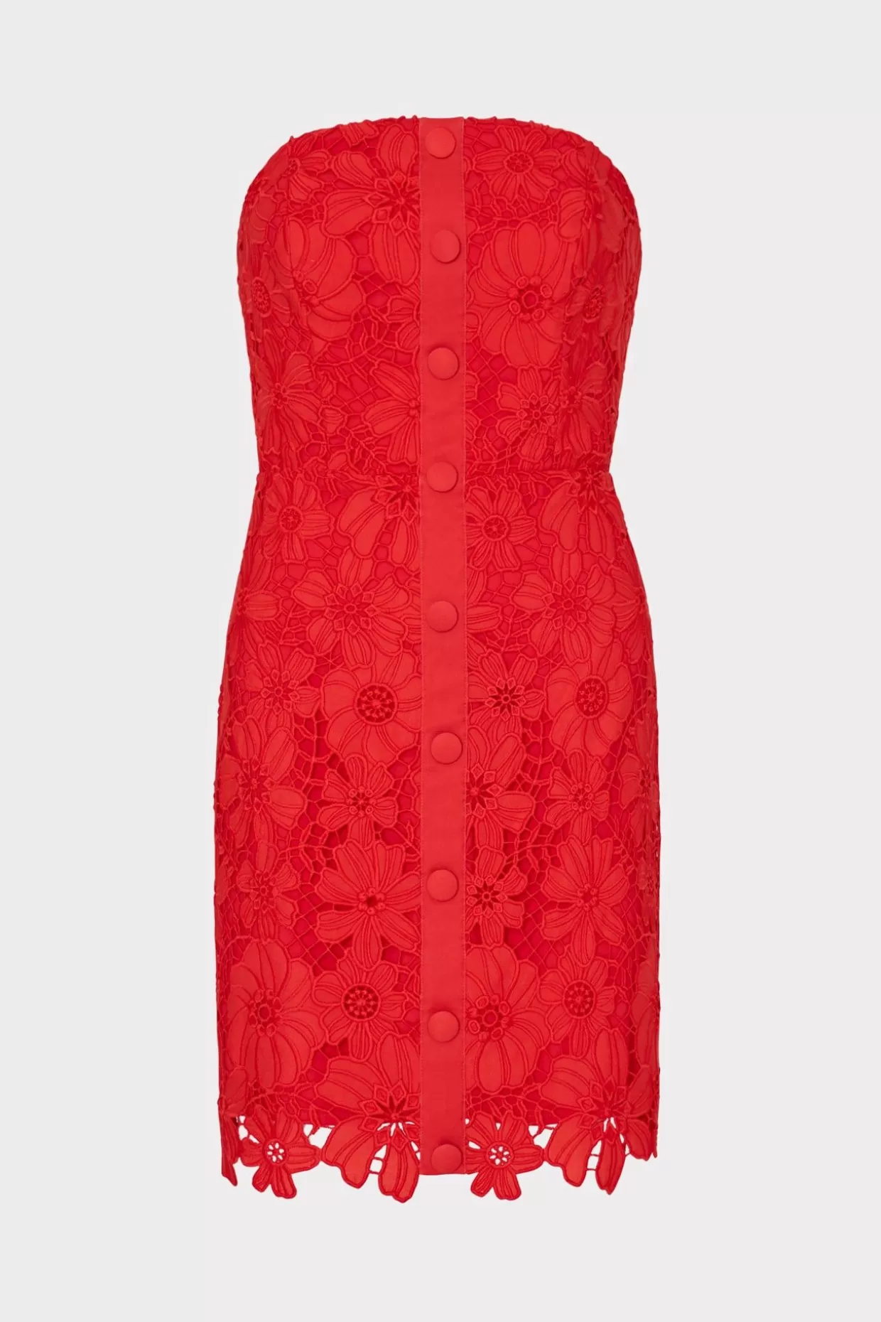 Cocktail Dresses-MILLY Roja Lace Mini Dress Red