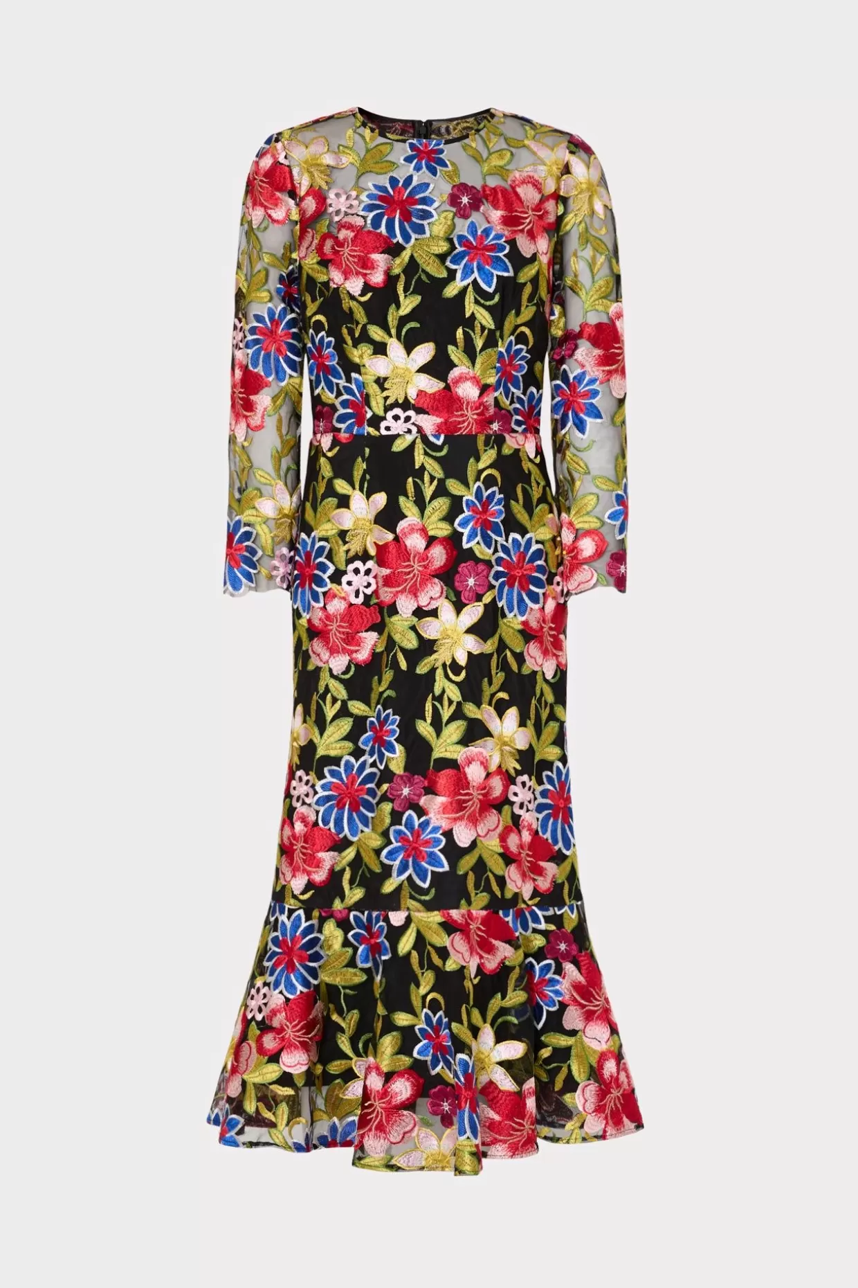 Guest Of Dresses-MILLY Rosalind Floral Embroidery Dress Red Multi