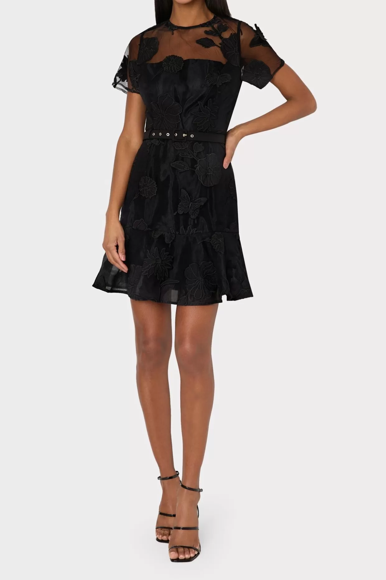 Guest Of Dresses-MILLY Rosie 3D Butterfly Embroidery Dress Black