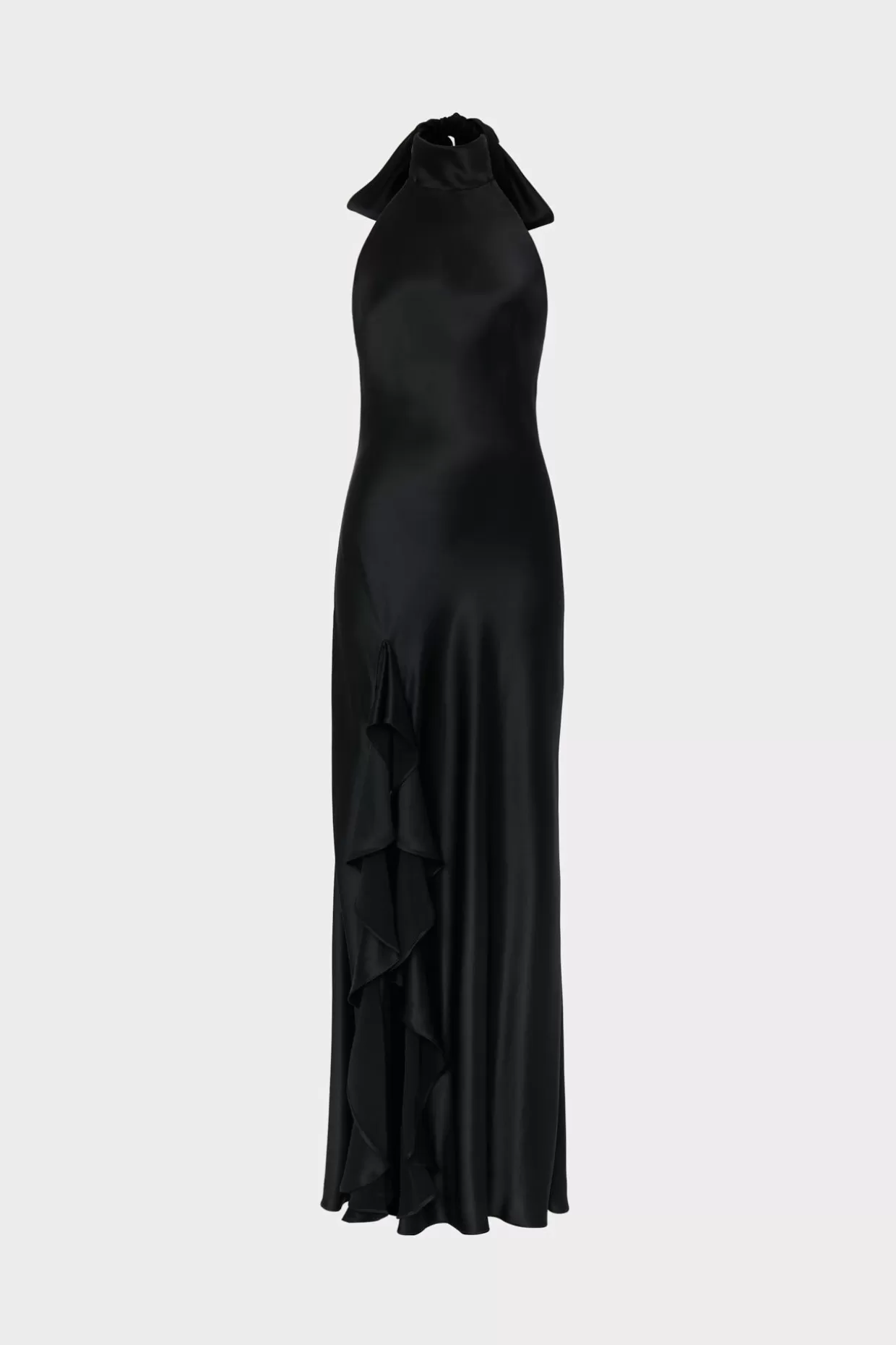 Evening Gowns-MILLY Roux Hammered Satin Gown Black