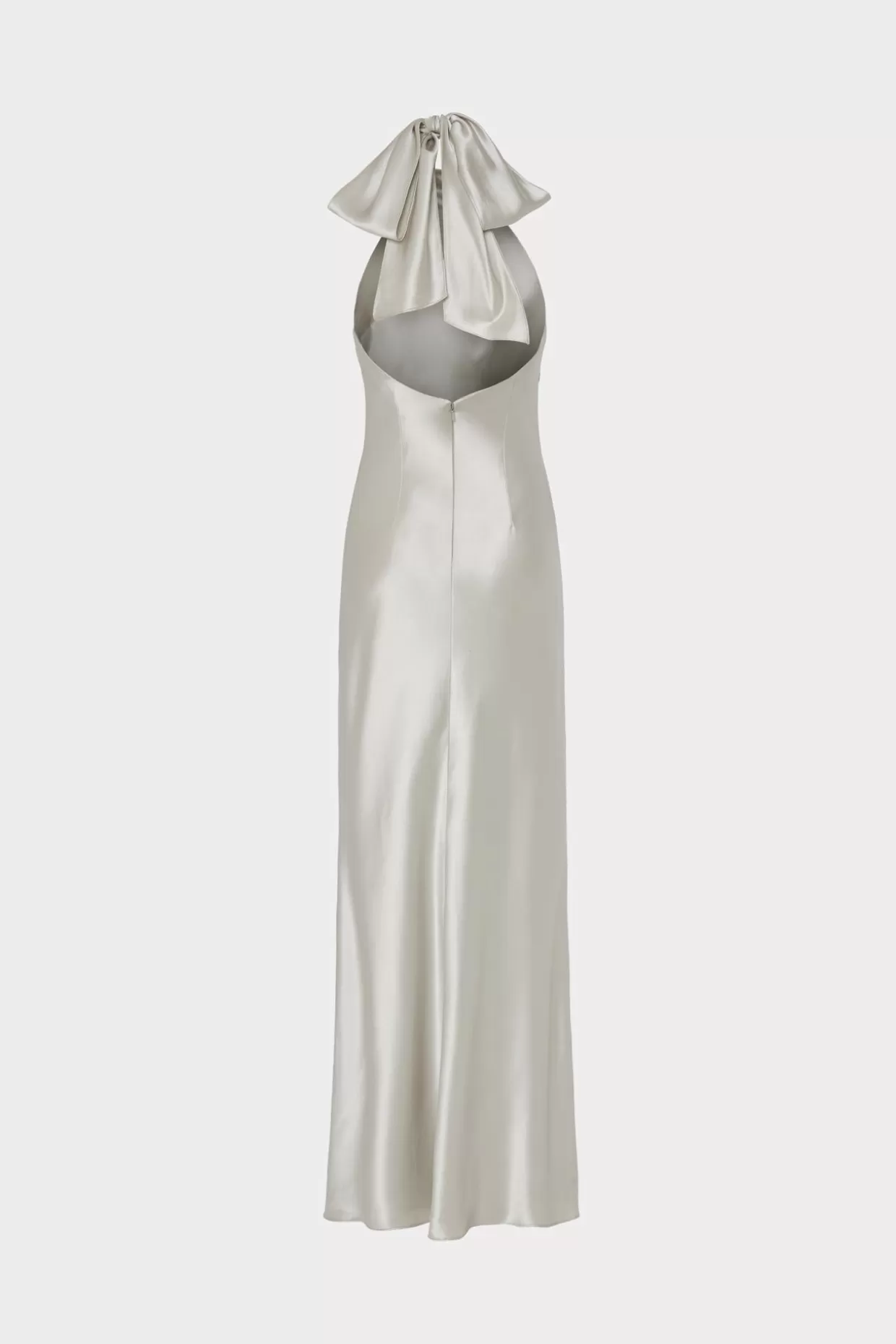 Evening Gowns-MILLY Roux Hammered Satin Gown Silver