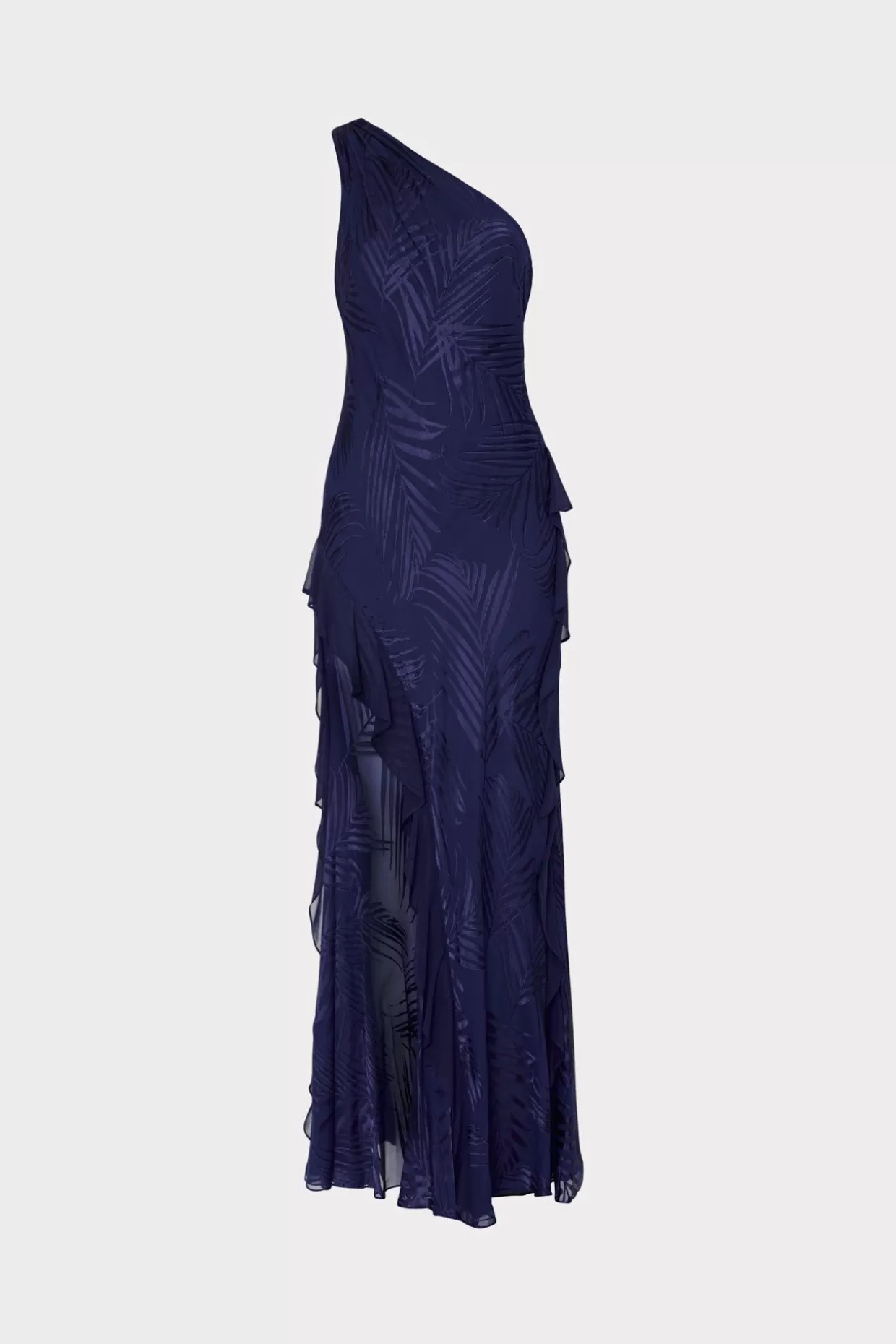 Evening Gowns-MILLY Ryanna Chiffon Devore Dress Navy