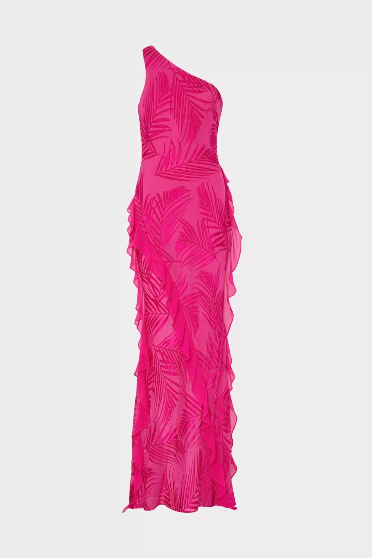 Evening Gowns-MILLY Ryanna Chiffon Devore Dress Pink Palm