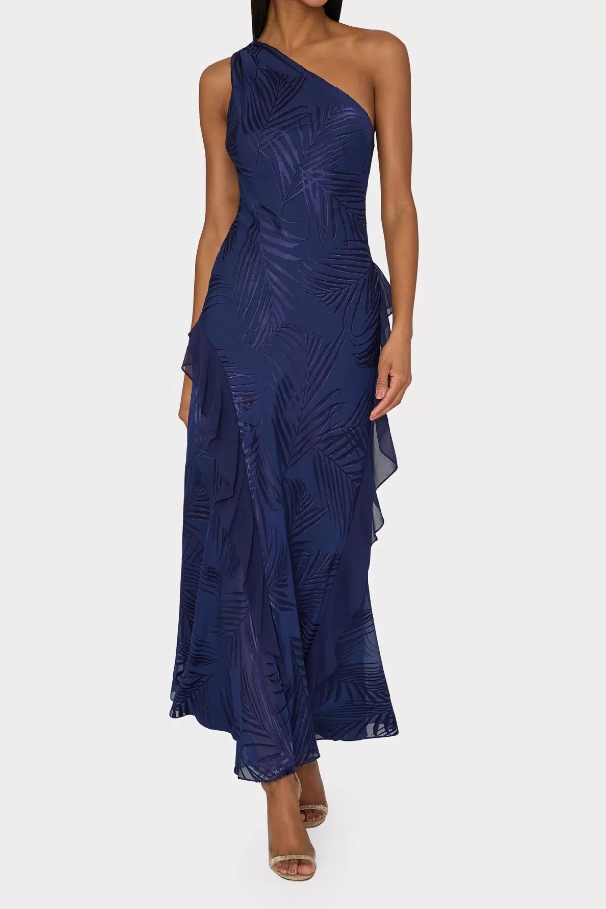 Guest Of Dresses-MILLY Ryanna Chiffon Devore Dress Navy