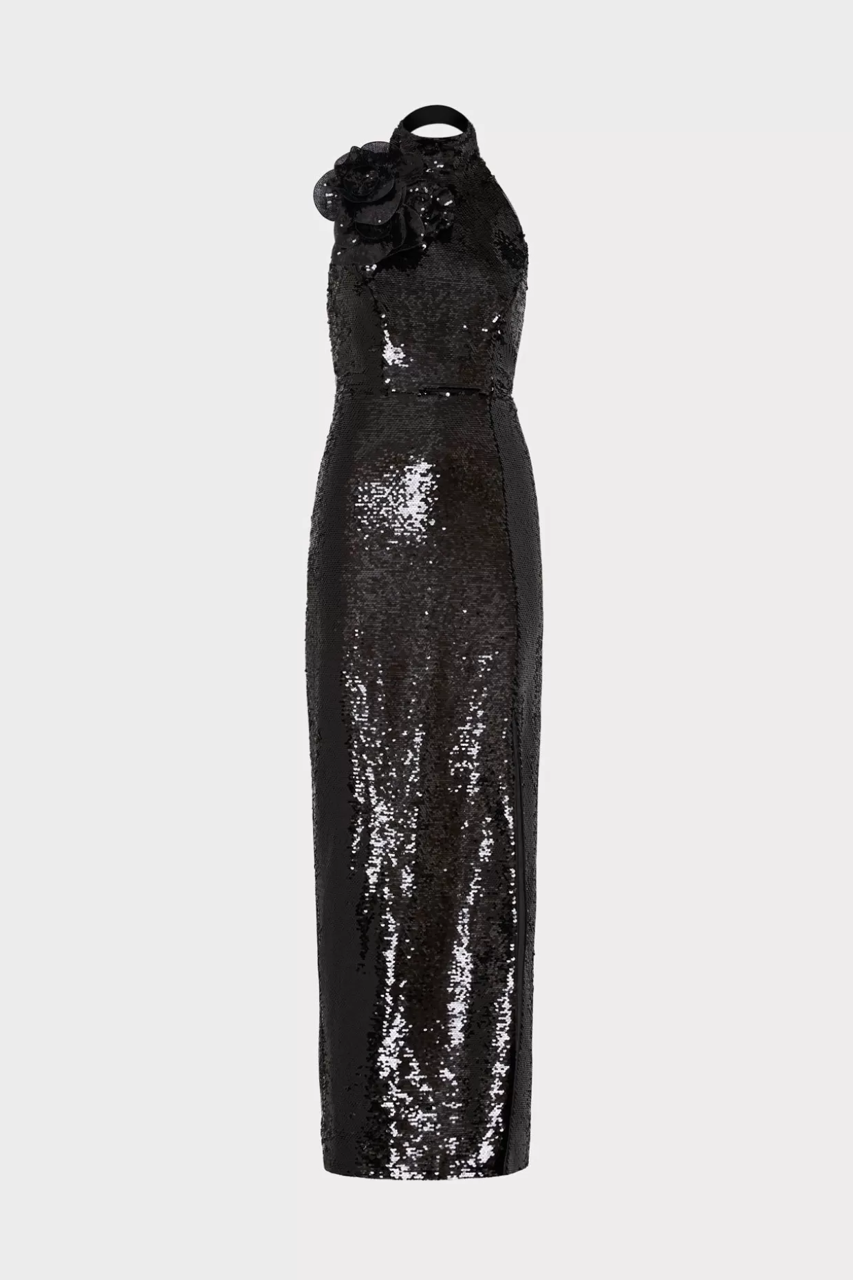 Evening Gowns-MILLY Sabine 3D Sequins Rosette Dress Black