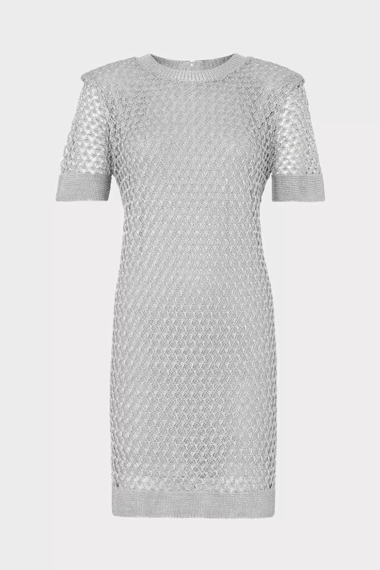 Knit Dresses-MILLY Sinclair Metallic Mesh Mini Dress Silver