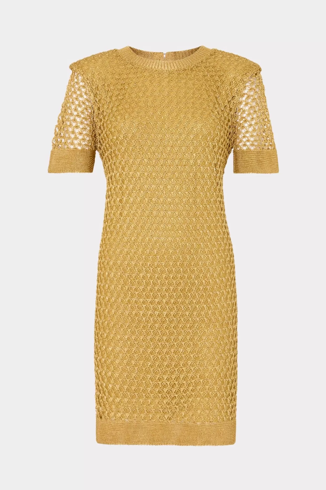 Knit Dresses-MILLY Sinclair Metallic Mesh Mini Dress Gold