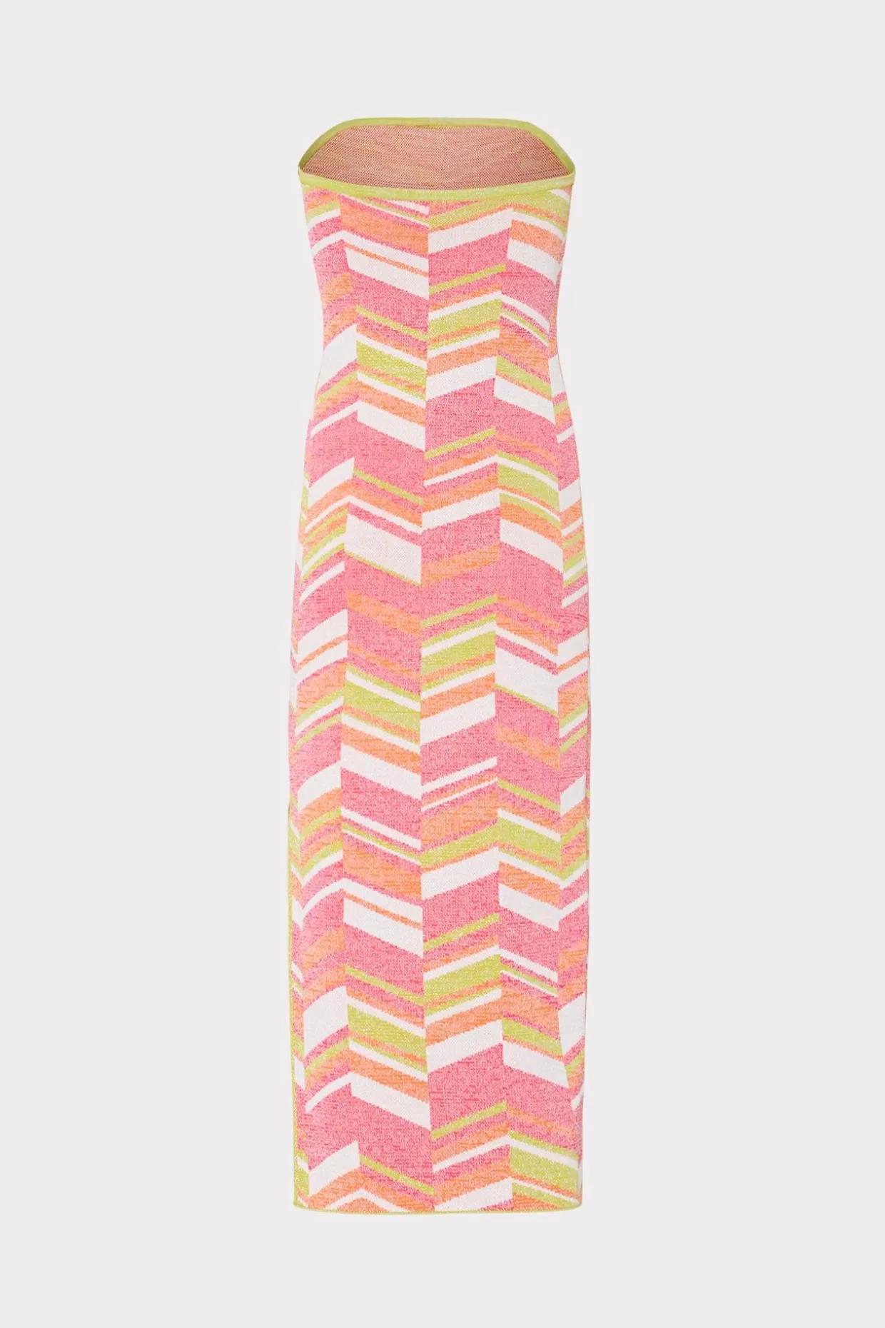 Sweaters & Knits-MILLY Strapless Multicolor Chevron Knit Dress Chartreuse Multi