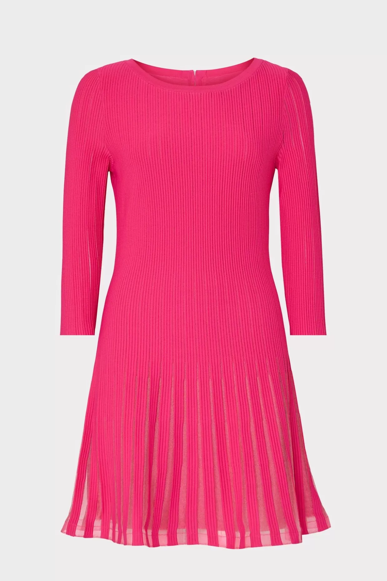 Knit Dresses-MILLY Tabitha Sheer Godet Mini Dress Milly Pink