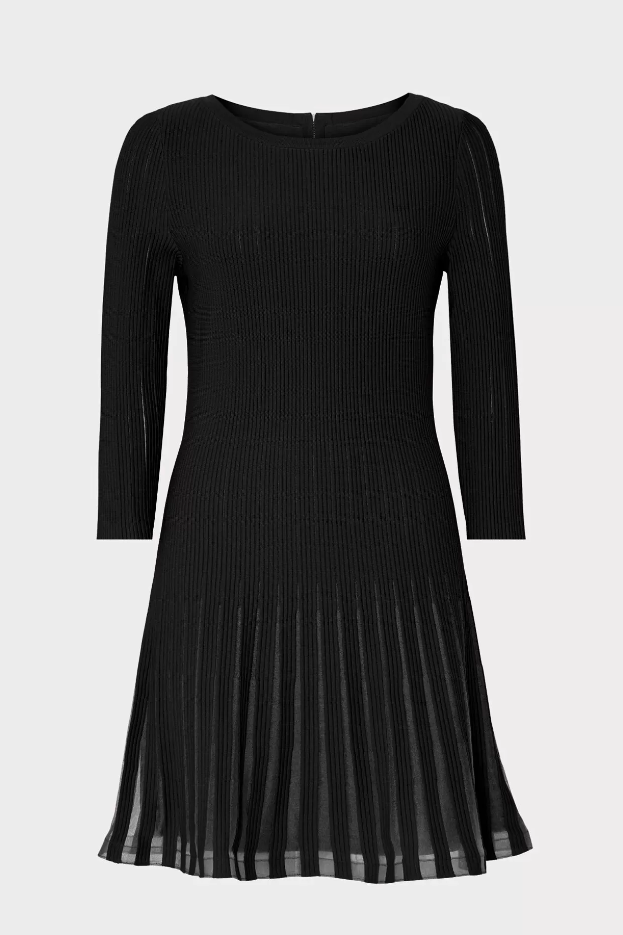 Knit Dresses-MILLY Tabitha Sheer Godet Mini Dress Black