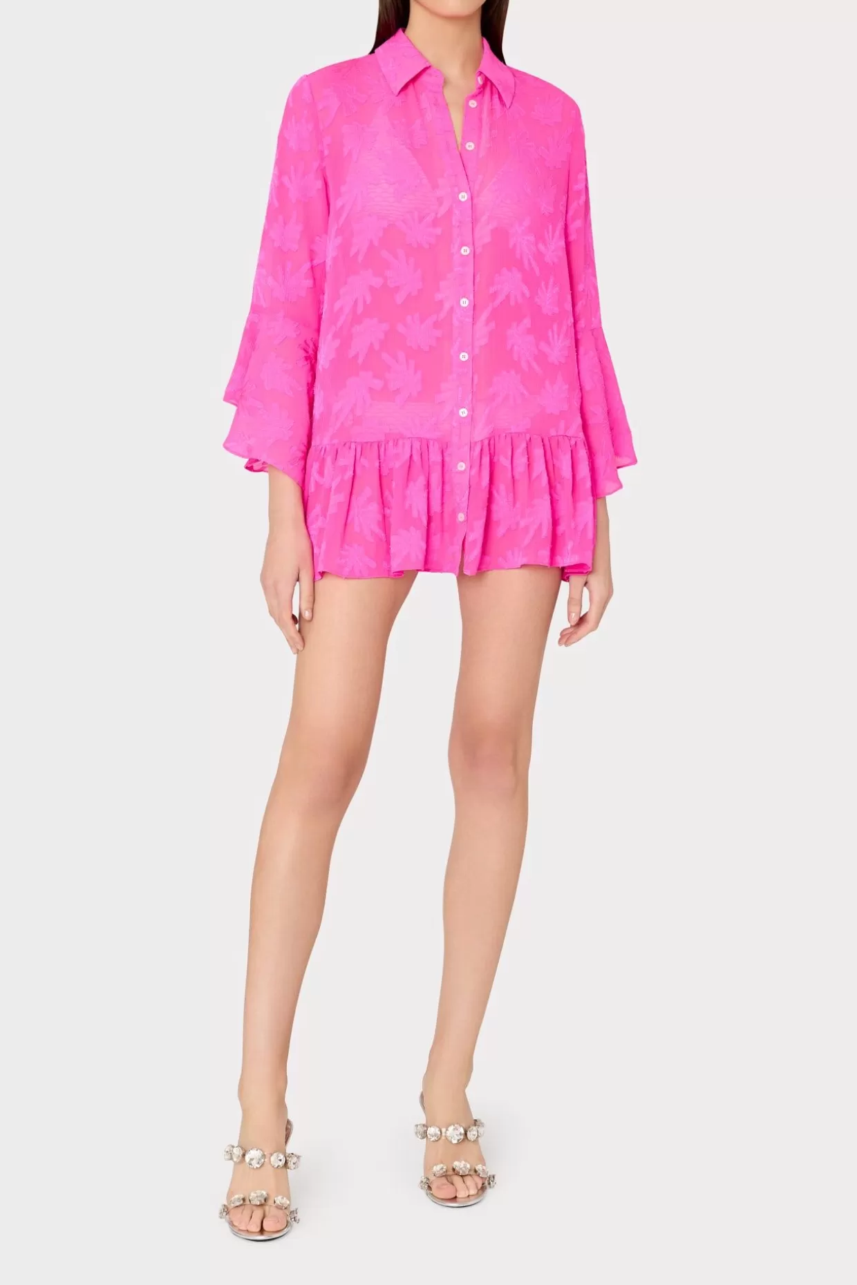 Cover-Ups-MILLY Vierra Burnout Coverup Dress Hot Pink