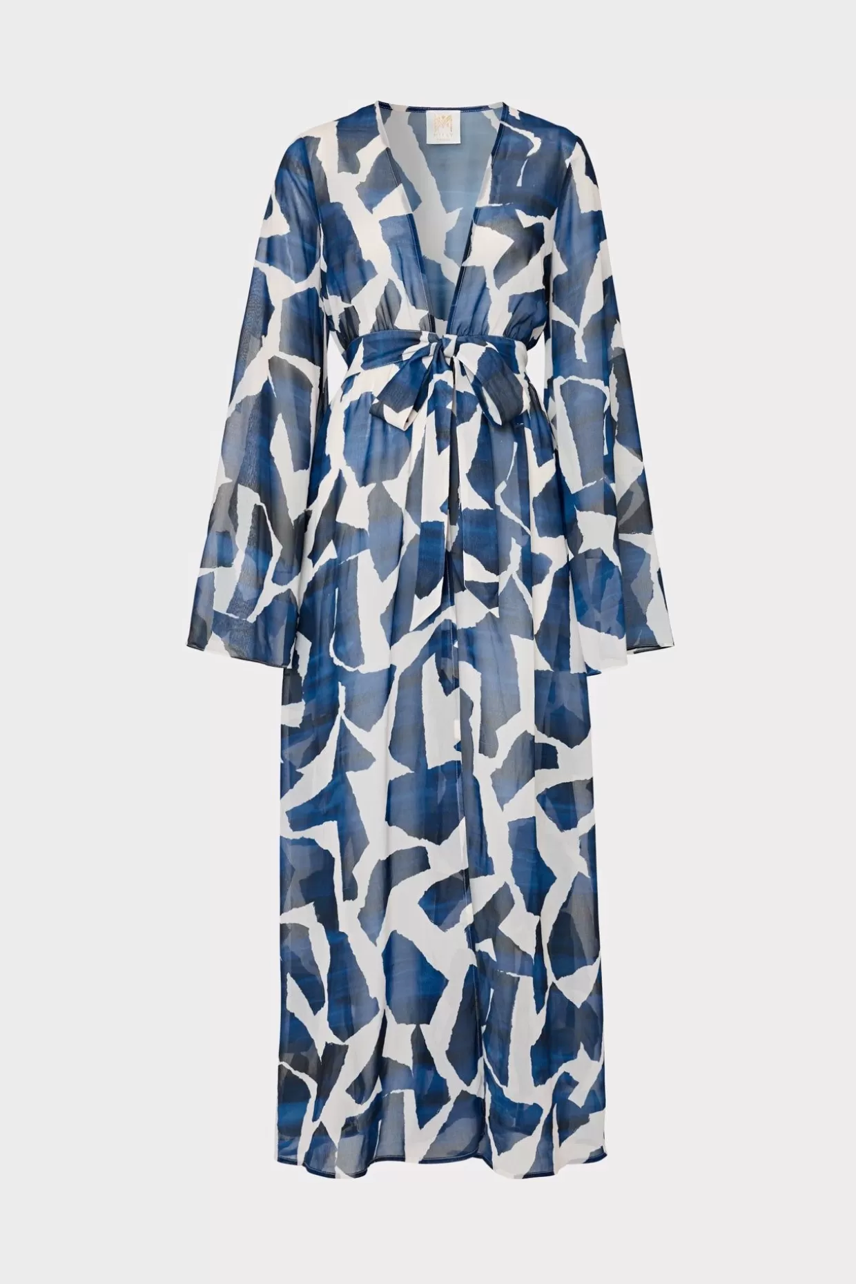 Cover-Ups-MILLY Vince Ocean Puzzle Chiffon Coverup Dress Navy Multi