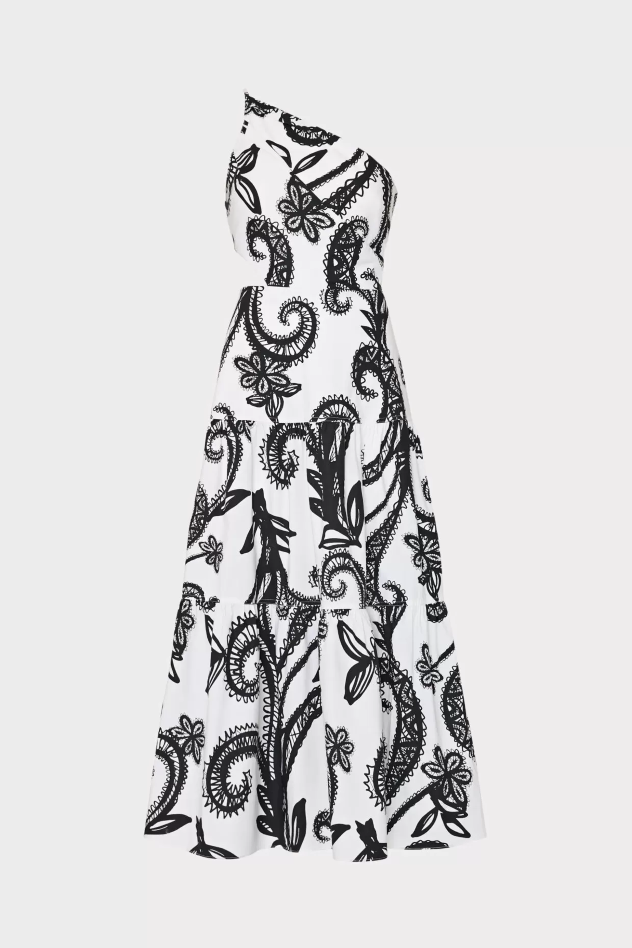 Guest Of Dresses-MILLY Vintage Vine Poplin Dress Black/White