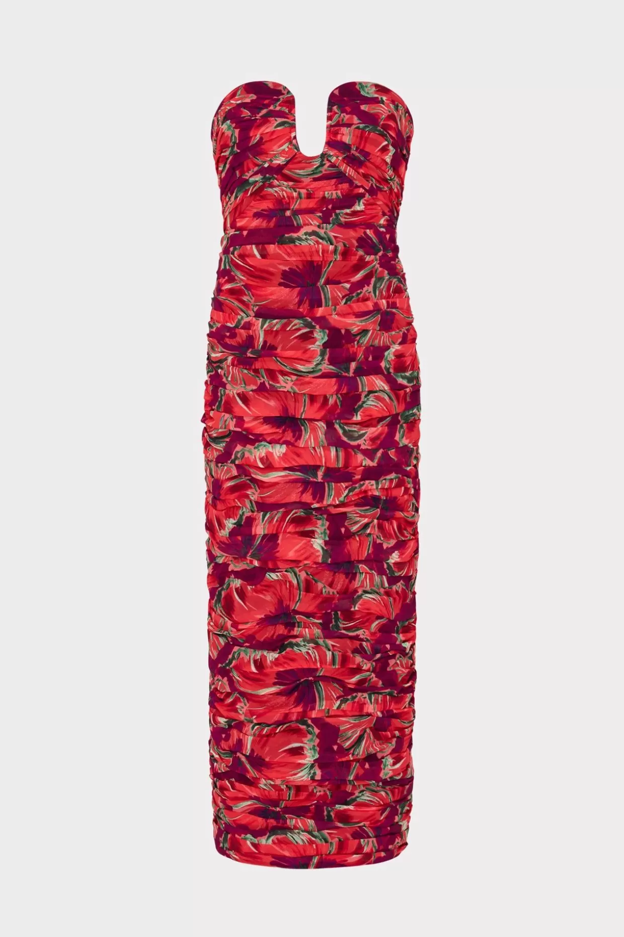 Evening Gowns-MILLY Windmill Floral Chiffon Dress Red Multi