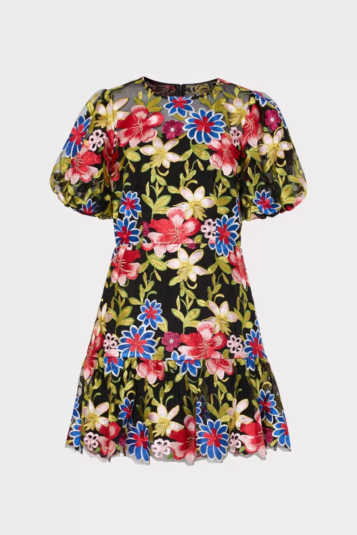 Guest Of Dresses-MILLY Yasmin Floral Embroidery Dress Red Multi